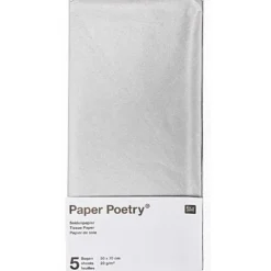 Bibuła gładka do pakowania prezentów - Paper Poetry - srebrna, 5 szt.