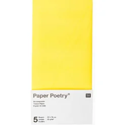 Bibuła gładka do pakowania prezentów - Paper Poetry - żółta, 5 szt.