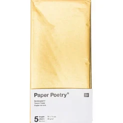 Bibuła gładka do pakowania prezentów - Paper Poetry - złota, 5 szt.