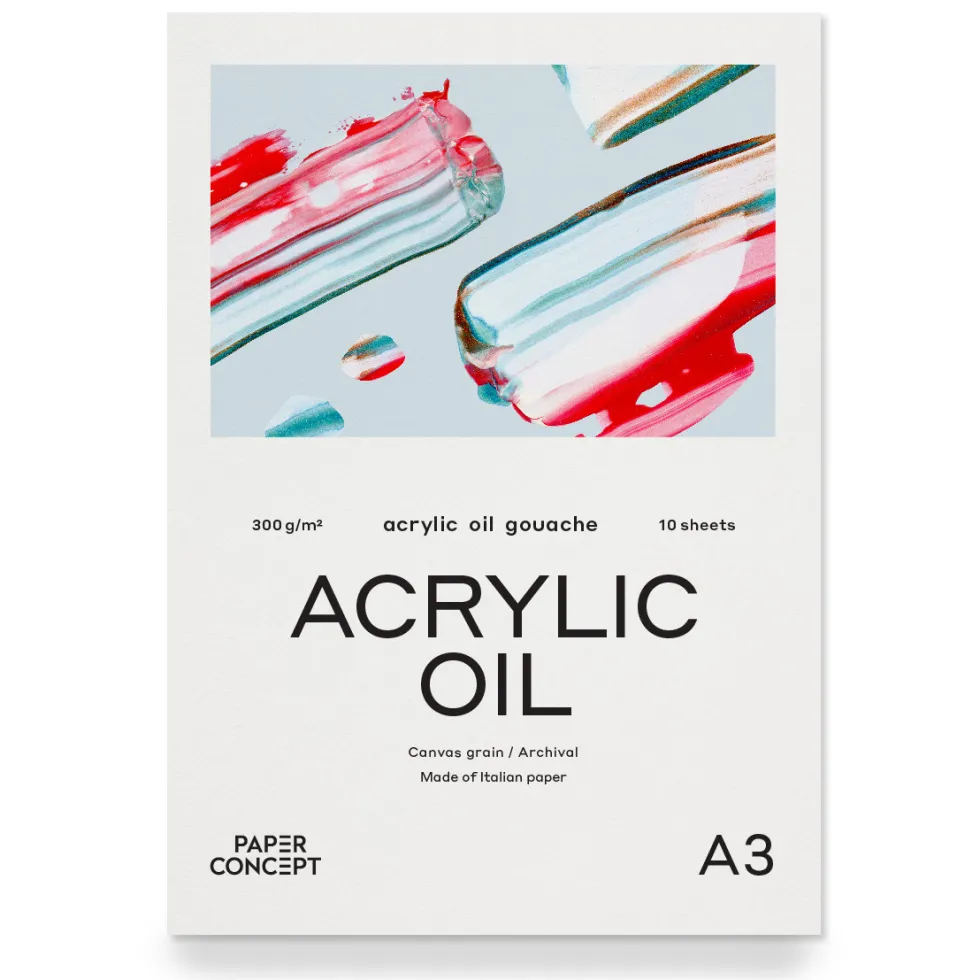 Blok do akryli i oleju Acrylic Oil - PaperConcept - canvas grain A3 300 g 10 ark.