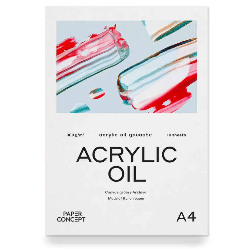 Blok do akryli i oleju Acrylic Oil - PaperConcept - canvas grain A4 300 g 10 ark.