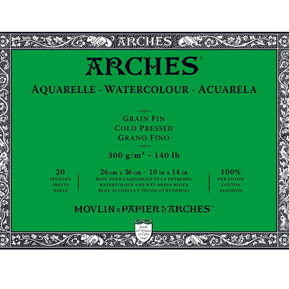 Blok do akwareli - Arches - cold pressed, 26 x 36 cm, 300 g, 20 ark.