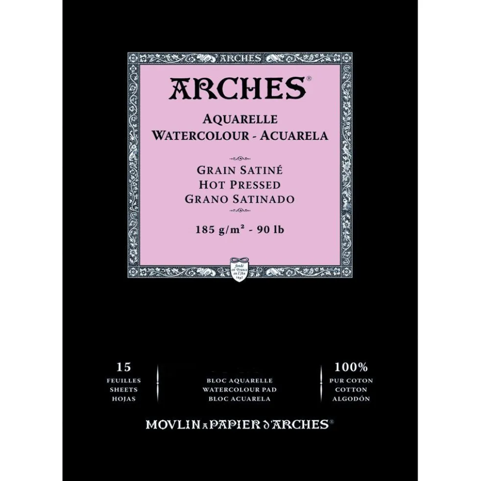 Blok do akwareli - Arches - hot pressed, A5, 185 g, 15 ark.