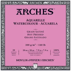 Blok do akwareli - Arches - hot pressed, 20 x 20 cm, 300 g, 20 ark.