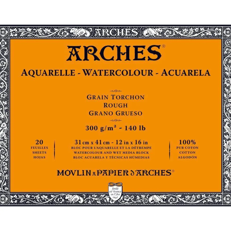 Blok do akwareli - Arches - rough, 31 x 41 cm, 300 g, 20 ark.