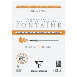 Blok do akwareli Fontaine Watercolour - Clairefontaine - hot pressed, A4, 300 g, 12 ark.