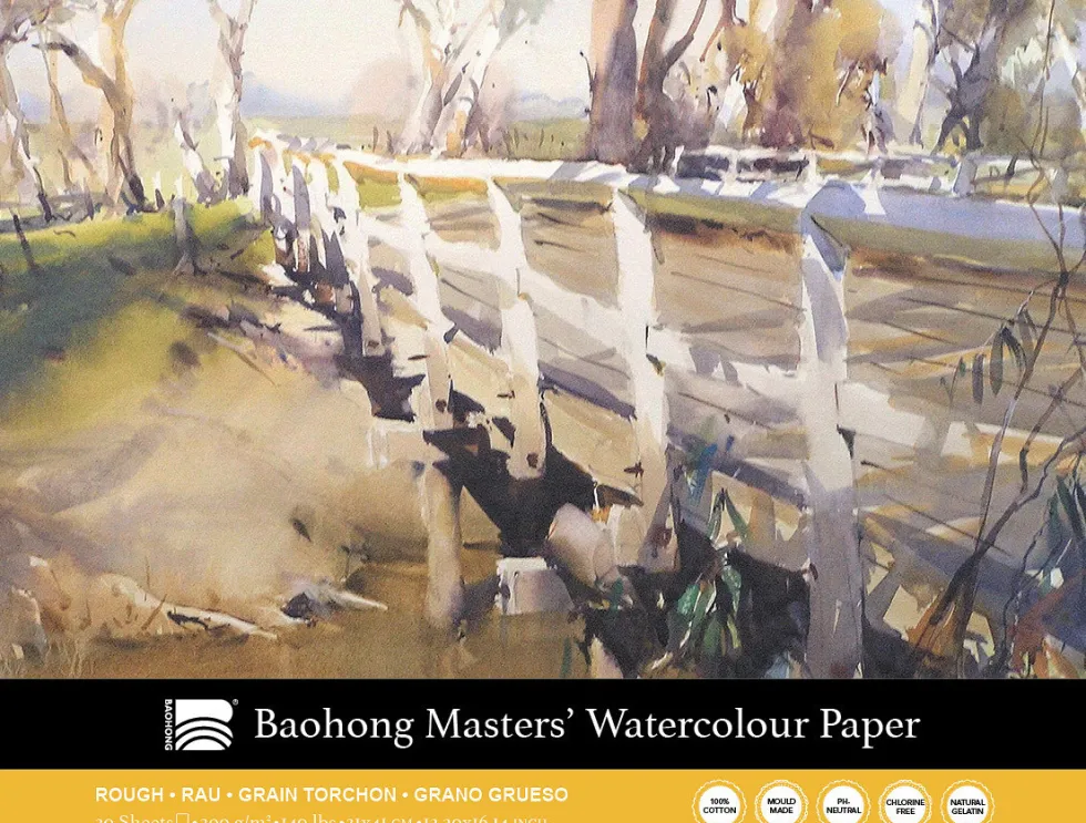 Blok do akwareli Master's 31 x 41 cm - Baohong - rough, 300 g, 20 ark.