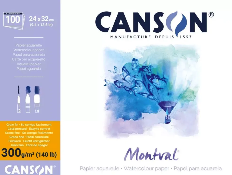 Blok do akwareli Montval 24 x 32 cm - Canson - 300 g 12 ark.