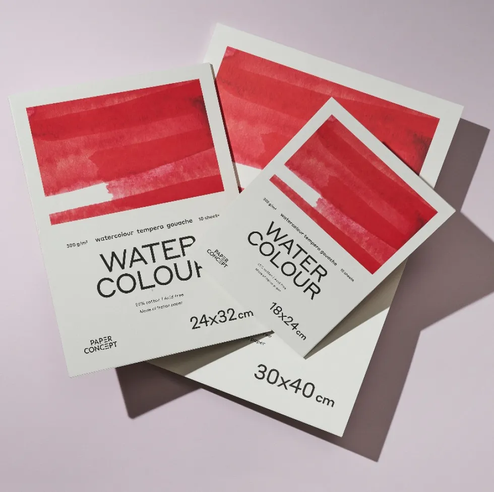 Blok do akwareli Watercolour na spirali - PaperConcept - cold press A4 300 g 10 ark.
