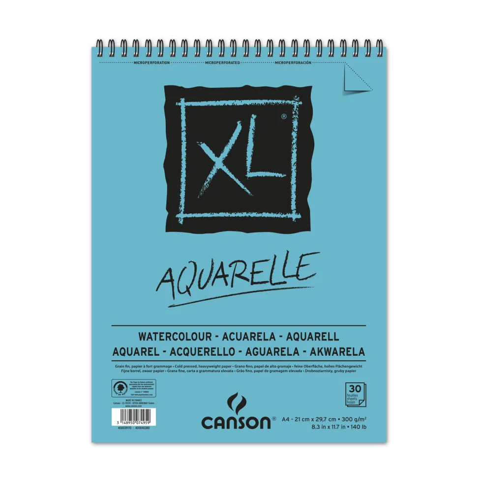 Blok do akwareli ze spiralą XL Aquarelle, A4 - Canson - 300 g, 30 ark.