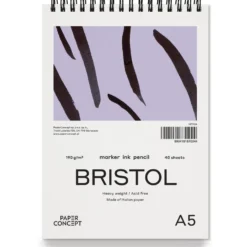 Blok do kredek i tuszu Bristol na spirali - PaperConcept - smooth A5 190 g 40 ark.