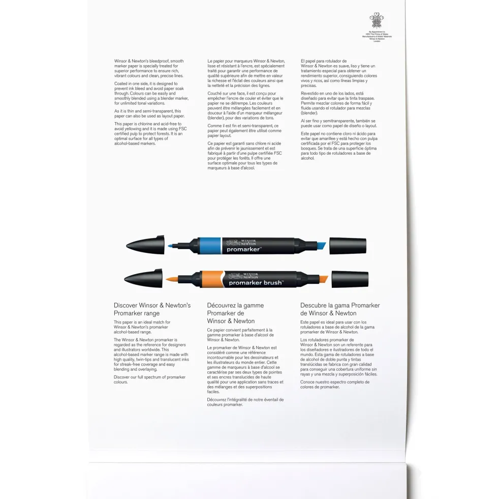 Blok do markerów Bleedproof - Winsor & Newton - A4, 75 g, 50 ark.