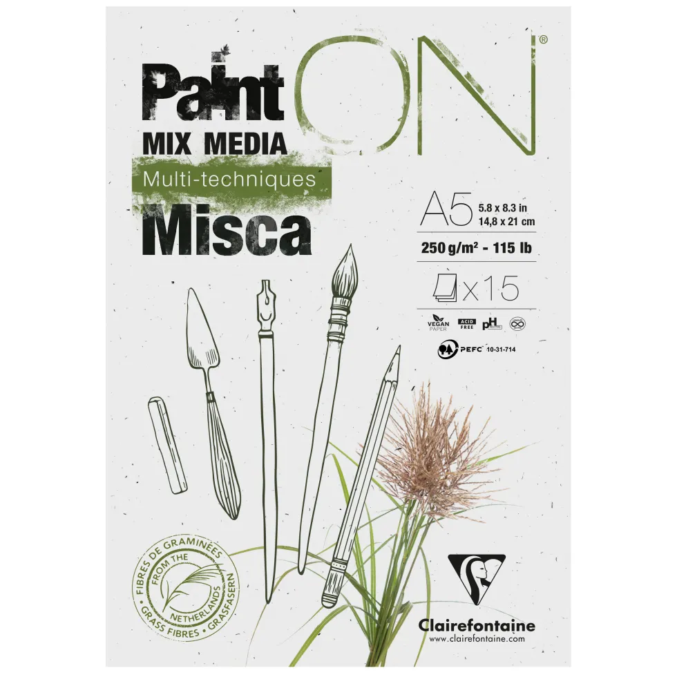 Blok Paint'ON Mix Media Misca - Clairefontaine - A5, 250g, 15 ark.