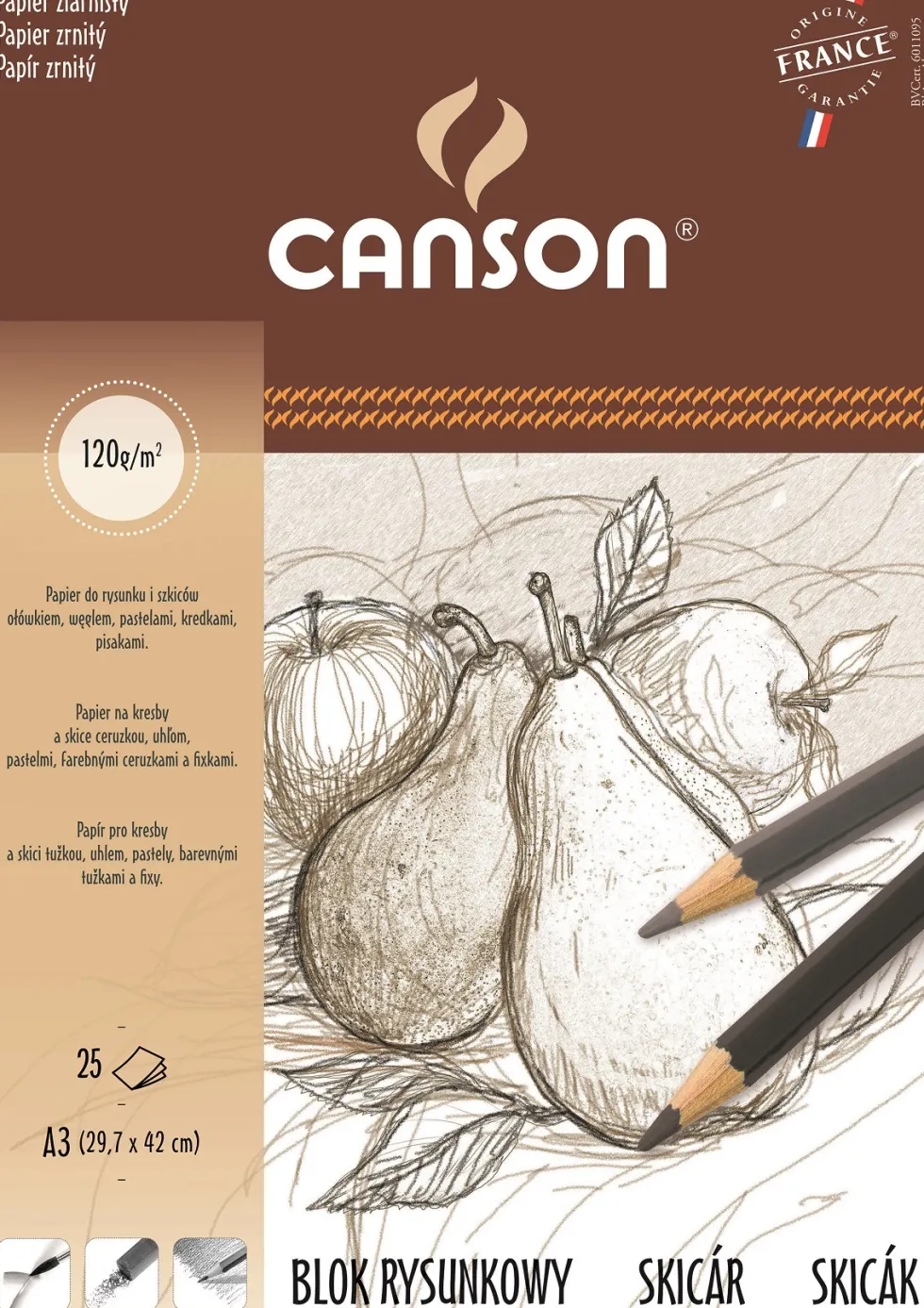 Blok rysunkowy A3 - Canson - 120 g, 25 ark.