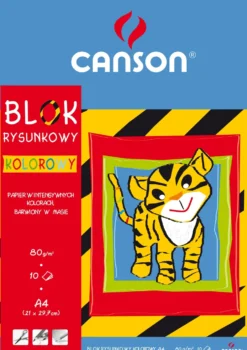 Blok rysunkowy A4 - Canson - kolorowy, 80 g, 10 ark.