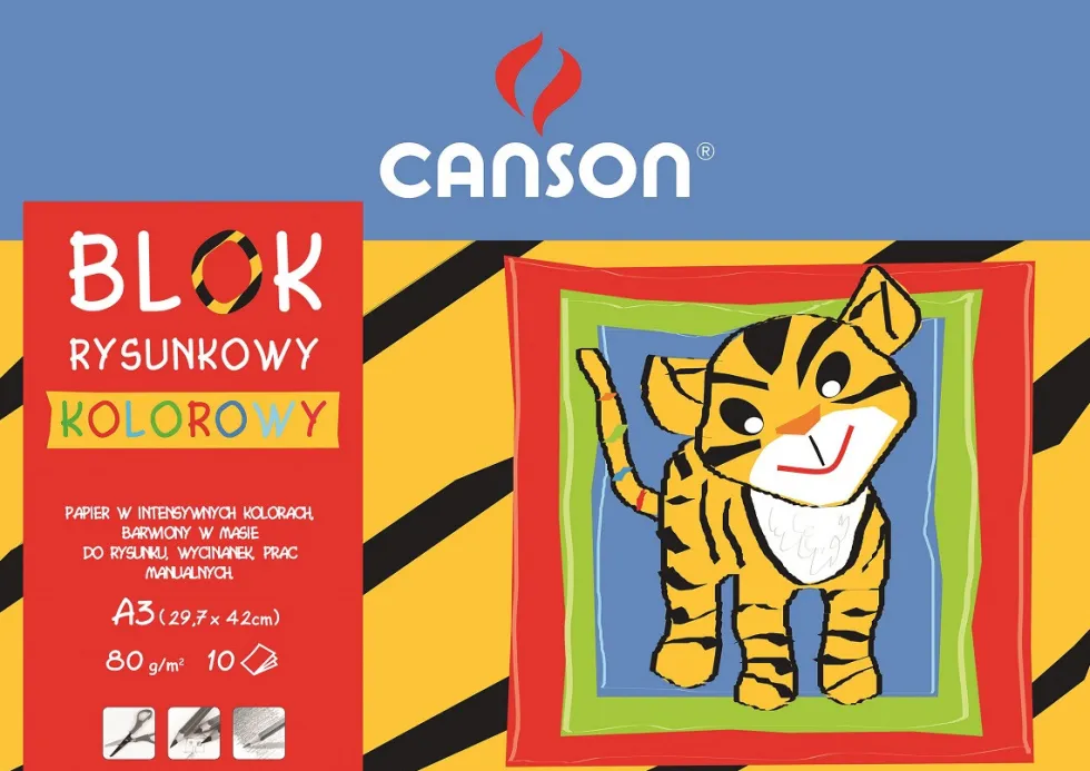 Blok rysunkowy A3 - Canson - kolorowy, 70 g, 10 ark.