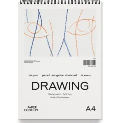 Blok rysunkowy Drawing na spirali - PaperConcept - medium grain A4 120 g 50 ark.