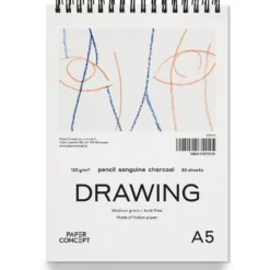 Blok rysunkowy Drawing na spirali - PaperConcept - medium grain A5 120 g 50 ark.
