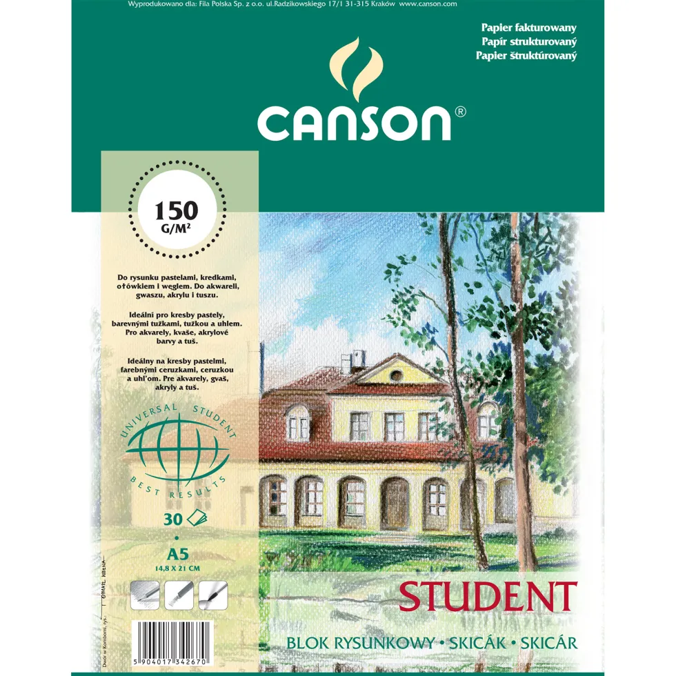Blok rysunkowy Student A5 - Canson - 150 g, 30 ark.