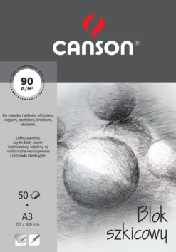 Blok szkicowy A3 - Canson - 90 g, 50 ark.