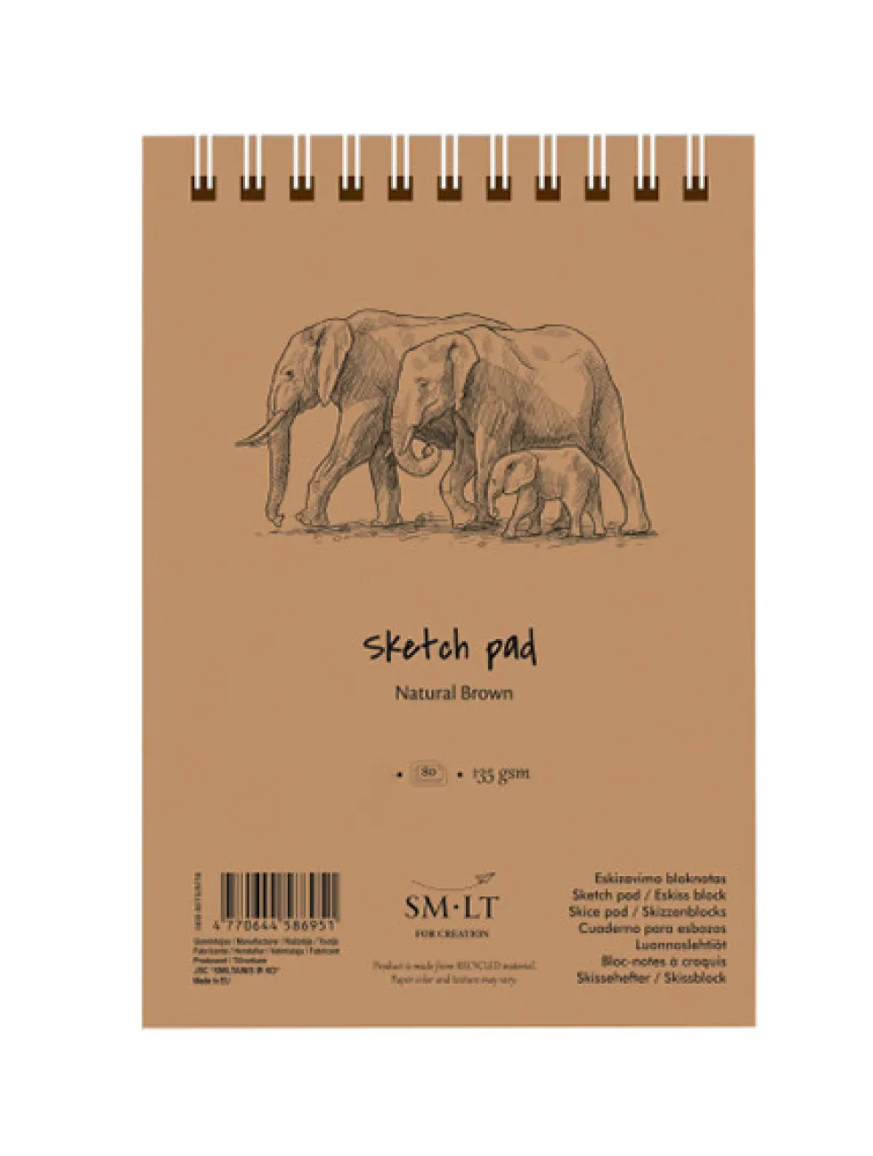 Blok szkicowy, szkicownik A5 - SM-LT - kraft, 135 g, 80 ark.