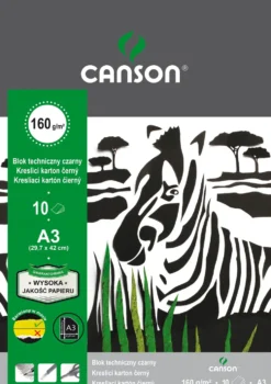 Blok techniczny A3 - Canson - czarny, 160 g, 10 ark.