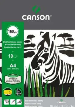 Blok techniczny A4 - Canson - czarny, 160 g, 10 ark.