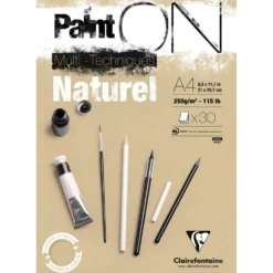 Blok uniwersalny Paint'On Mixed Media - Clairefontaine - naturalny, A5, 250g, 30 ark.