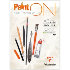 Blok uniwersalny Paint'On Mixed Media - Clairefontaine - śnieżnobiały, A3, 250g, 40 ark.
