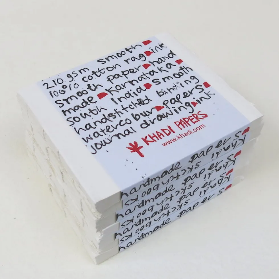 Blok w książce 100% bawełny 210 g - Khadi Papers - Smooth 13 x 16 cm 16 ark.