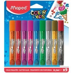 Brokat w kleju Color' Peps dla dzieci - Maped - 9 kolorów x 10,5 ml