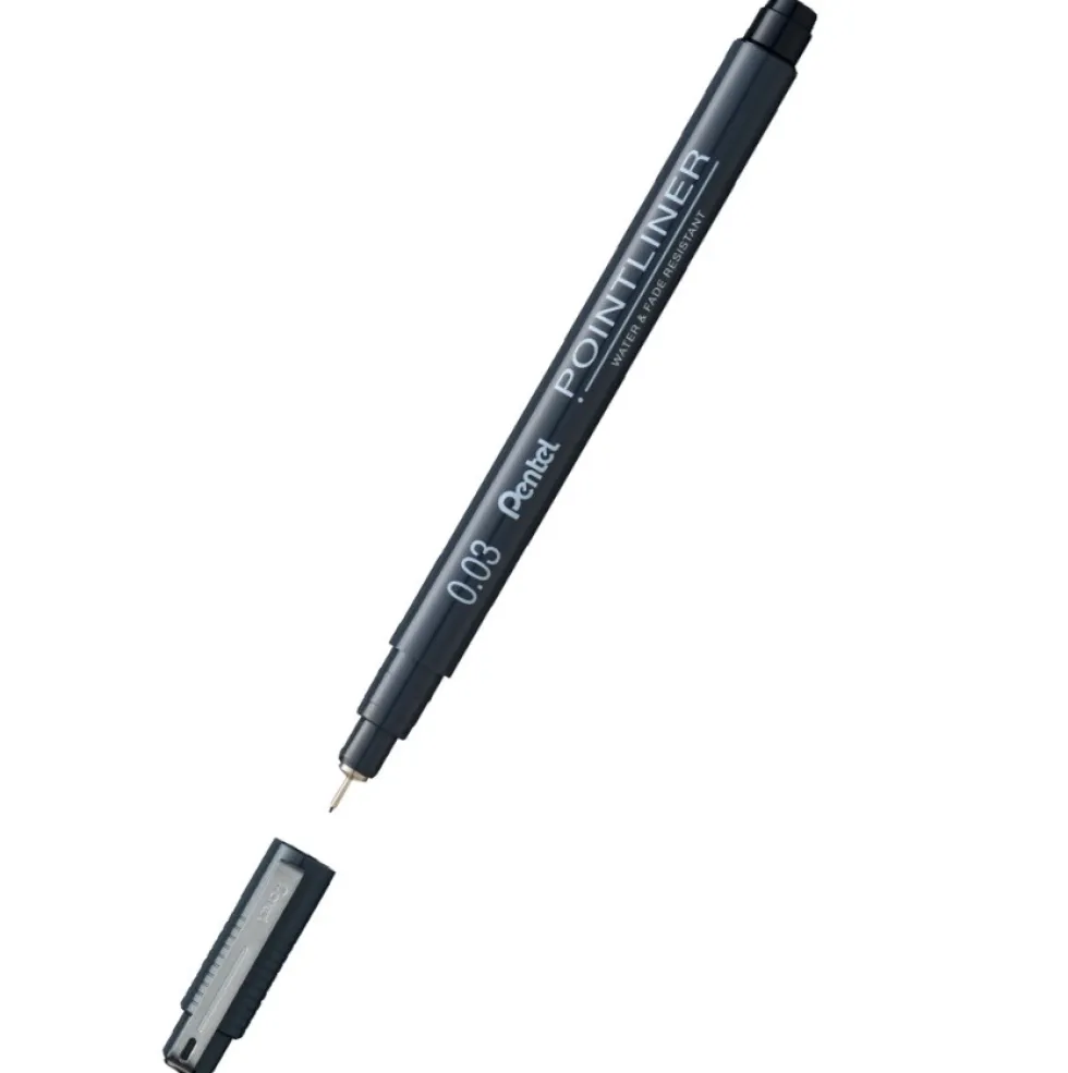 Cienkopis kalibrowany Pointliner - Pentel - czarny, 0,03 mm