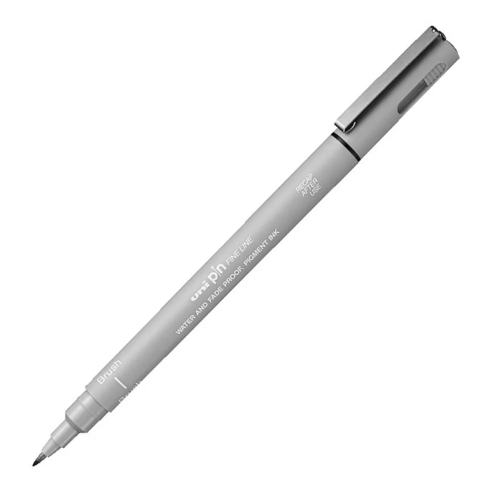 Cienkopis kreślarski z pędzelkiem Pin Brush 200 - Uni - jasnoszary