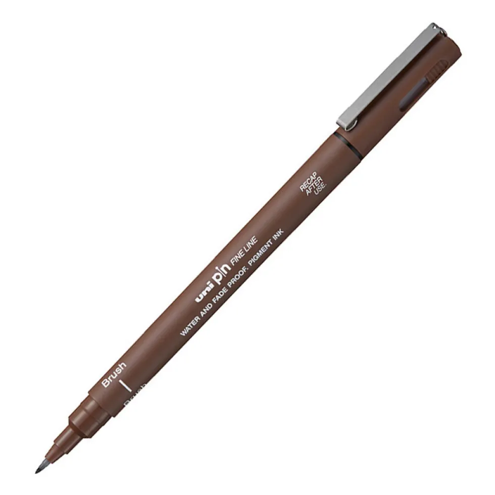 Cienkopis kreślarski z pędzelkiem Pin Brush 200 - Uni - sepia