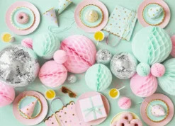 Czapeczki papierowe w gwiazdki - pastelowe, 6 szt.