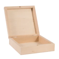Drewniane pudełko, kasetka - kwadratowa, 14 x 14 x 4,5 cm