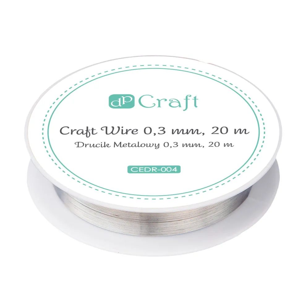 Drucik metalowy 0,3 mm - DpCraft - srebrny, 20 m