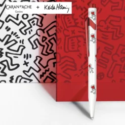 Długopis 849 Keith Haring z etui - Caran d'Ache - White & Red