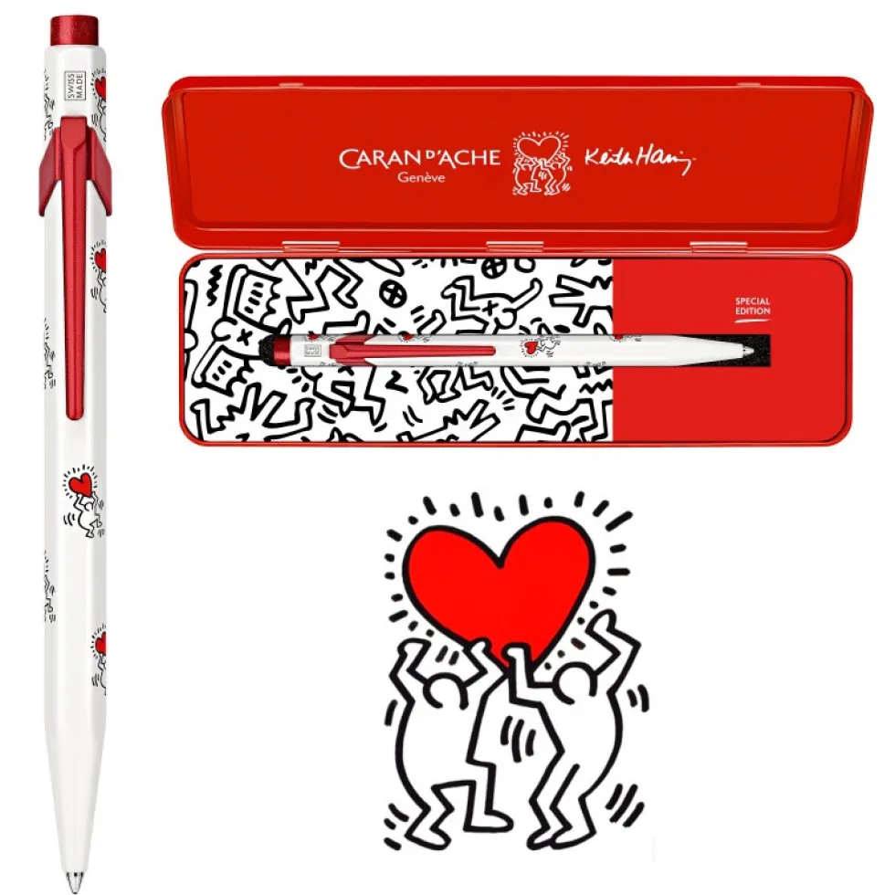 Długopis 849 Keith Haring z etui - Caran d'Ache - White & Red