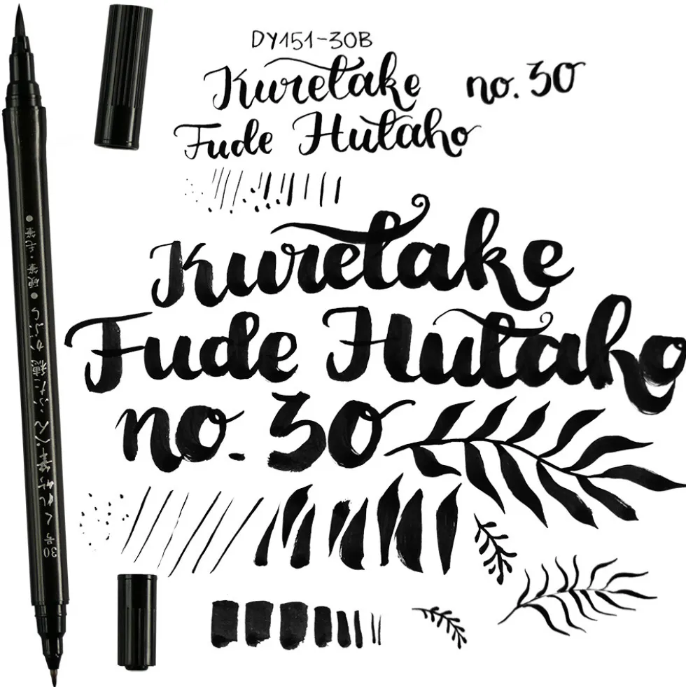 Dwustronny pisak do kaligrafii Fude Hutaho - Kuretake - czarny