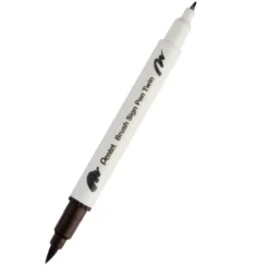 Dwustronny pisak pędzelkowy Brush Sign Pen Twin - Pentel - ciemnobrązowy