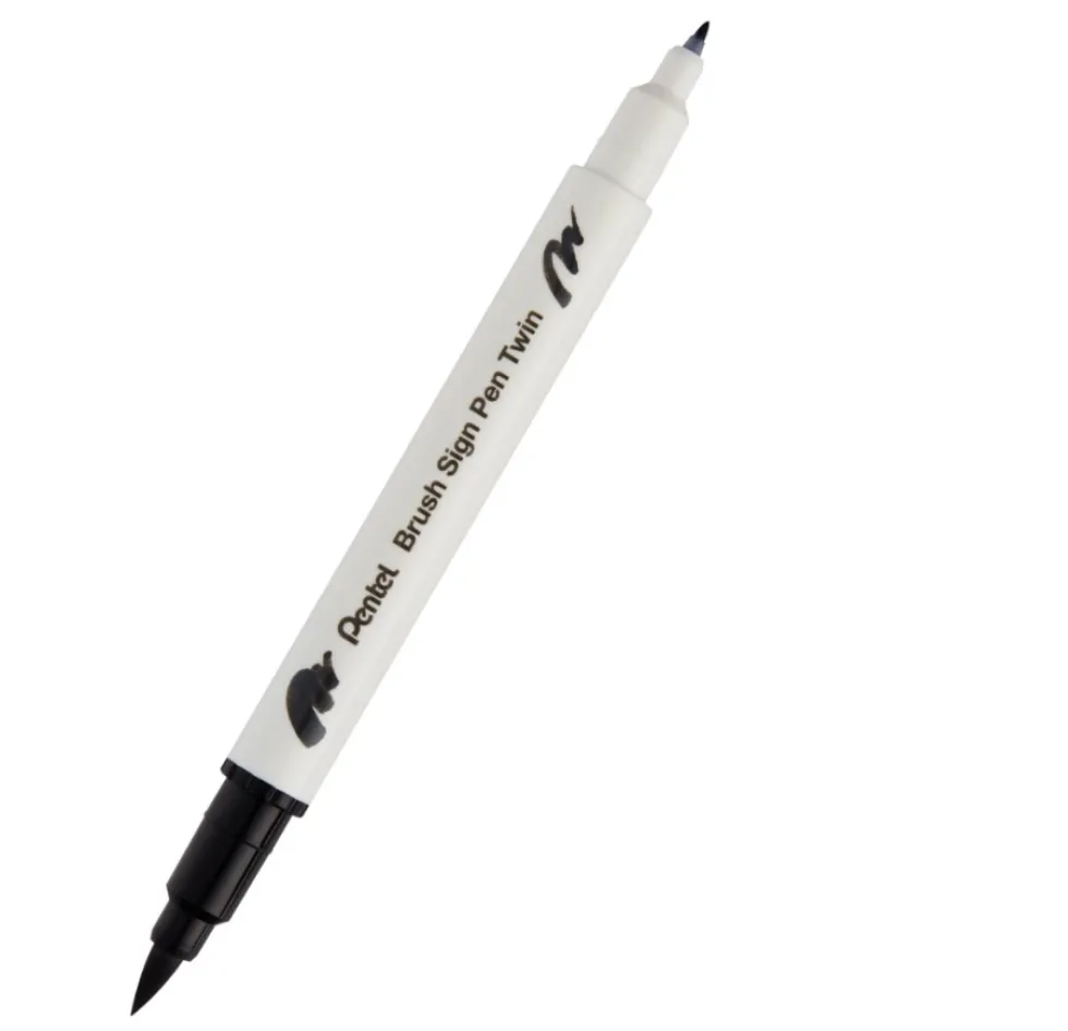 Dwustronny pisak pędzelkowy Brush Sign Pen Twin - Pentel - czarny