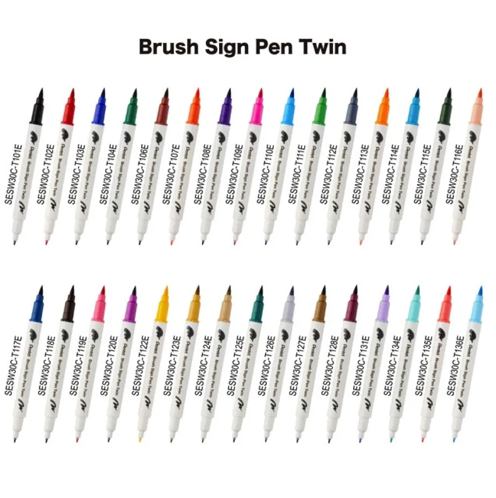 Dwustronny pisak pędzelkowy Brush Sign Pen Twin - Pentel - czarny