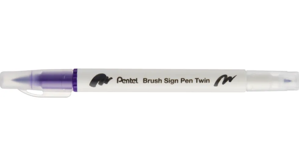 Dwustronny pisak pędzelkowy Brush Sign Pen Twin - Pentel - fioletowy