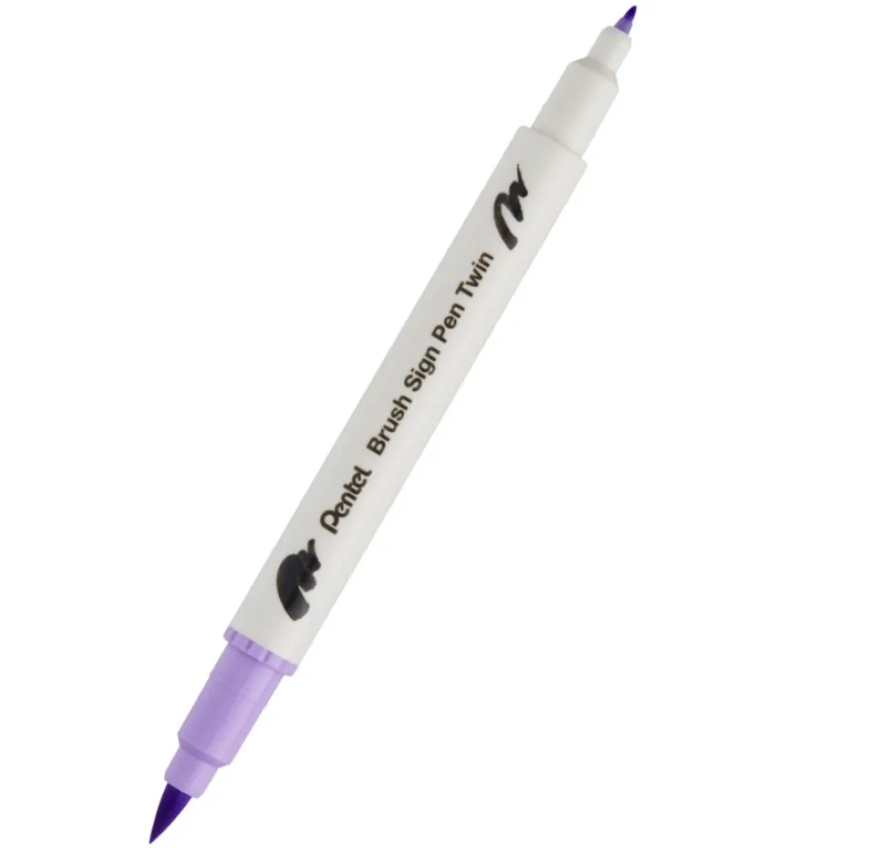 Dwustronny pisak pędzelkowy Brush Sign Pen Twin - Pentel - heliotrop