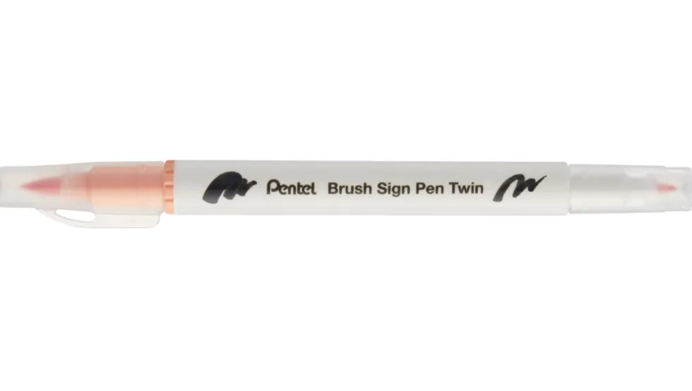 Dwustronny pisak pędzelkowy Brush Sign Pen Twin - Pentel - jasnopomarańczowy