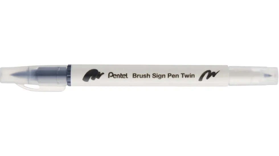 Dwustronny pisak pędzelkowy Brush Sign Pen Twin - Pentel - jasnoszary