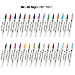 Dwustronny pisak pędzelkowy Brush Sign Pen Twin - Pentel - jasny błękit