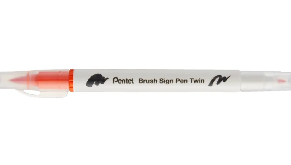 Dwustronny pisak pędzelkowy Brush Sign Pen Twin - Pentel - pomarańczowy
