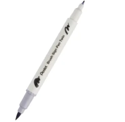 Dwustronny pisak pędzelkowy Brush Sign Pen Twin - Pentel - srebrnoszary